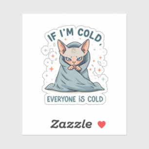 Chagrijnige Sphynx Kat Koude Humor Cartoon Ontwerp Sticker