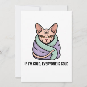 Chagrijnige Sphynx Kat Koude Humor Cartooneske Kun Feestdagenkaart
