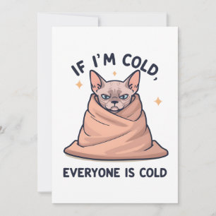 Chagrijnige Sphynx Kat Koude Humor Cartooneske Kun Feestdagenkaart