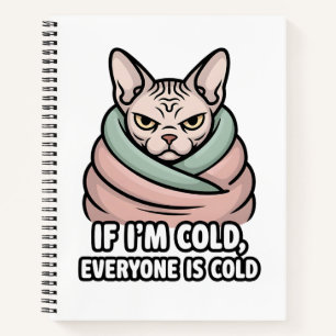 Chagrijnige Sphynx Kat Koude Humor Cartooneske Kun Notitieboek