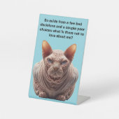 Chagrijnige Sphynx Kat Reclamebord Met Voetstuk (Voorkant)