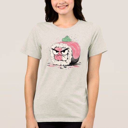 Chagrijnige Sushi Tri-Blend Shirt (Voorkant)