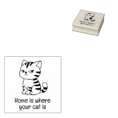 Chagrijnige Tabby Kat Aangepaste Tekst Rubberstempel (Gestempeld)