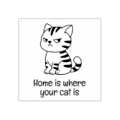 Chagrijnige Tabby Kat Aangepaste Tekst Rubberstempel (Afrduk)