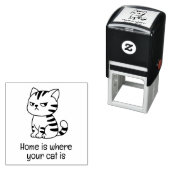 Chagrijnige Tabby Kat Aangepaste Tekst Zelfinktende Stempel (In situ)