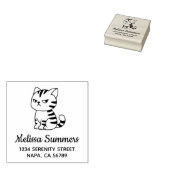 Chagrijnige Tabby Kat Adres Rubberstempel (Gestempeld)