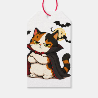 Chagrijnige Vampier Kat Halloween Cadeaulabel
