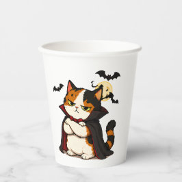 Chagrijnige Vampier Kat Halloween Papieren Bekers