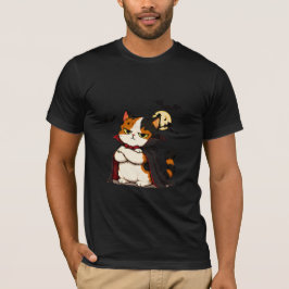 Chagrijnige Vampier Kat Halloween T-shirt