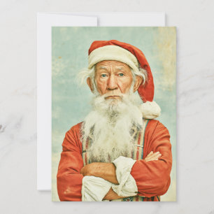 Chagrijnige Vintage Kerstman Kerstportret Feestdagenkaart