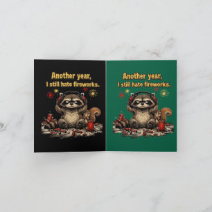 Chagrijnige wasbeer haat vuurwerk grappig 4 juli Kaart