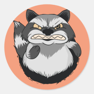 Chagrijnige Wasbeer Ronde Sticker