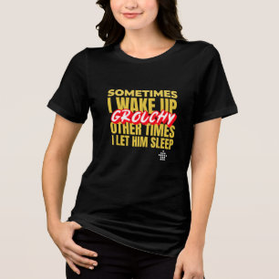 Chagrijnige Wekker Grappige Paren Tri-Blend T-shir Shirt