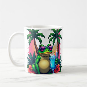 Chagrijnige Y2K Kikker Vaporwave Tropische Retro 2 Koffiemok