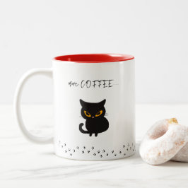Chagrijnige Zwarte Kat Meer Koffie Tweekleurige Koffiemok