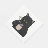 Chagrijnige Zwarte Kat met Koffie Ochtend Chagrijn Servet (Hoek)