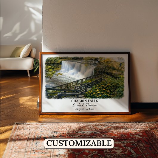 Chagrin Falls Ohio Poster, Aquarel, Op Maat Poster