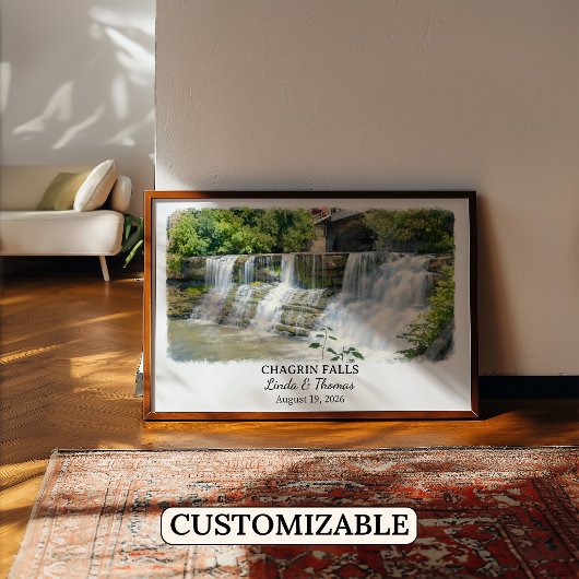 Chagrin Falls Ohio Poster, Aquarel, Op Maat Poster