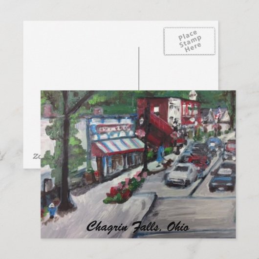 Chagrin Falls, Ohio Street Scene Painting Postcard Briefkaart (Voorkant / Achterkant)