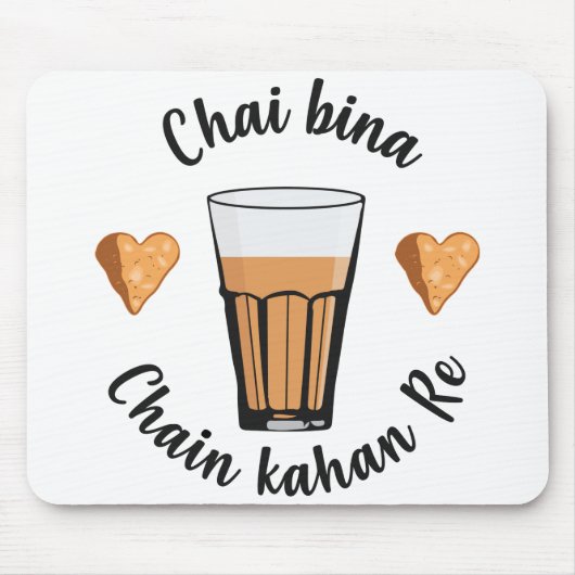 Chai Bina Chain Kahan Hindi Quote Tea Glass Samosa Muismat (Voorkant)