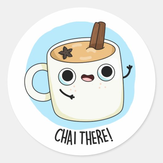 Chai Daar Funny Chai Tea Pun Ronde Sticker (Voorkant)