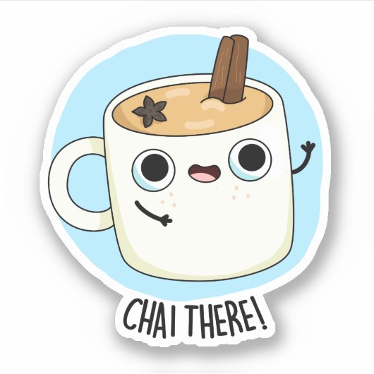Chai Daar Funny Chai Tea Pun Sticker (Voorkant)