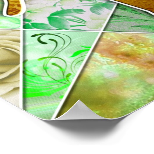 Chai Life in Hebreeuwse Letters Green Quilt Effect Poster (Hoek)