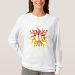 Chai Menorah Sun Women's Shirten T-shirt<br><div class="desc">Chai - het leven - en een hevige menorah tegen de achtergrond van een brandende zon.</div>