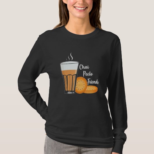 Chai Peelo Friends Funny Hinidi Meme Chai Tea Bisc T-shirt (Voorkant)
