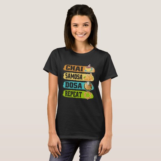 Chai Samosa Dosa Repeat  Tea  Costume Tea T-shirt (Voorkant volledig)
