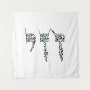 Chai-symbool gemaakt met Gemstone in All Colors Wandkleed