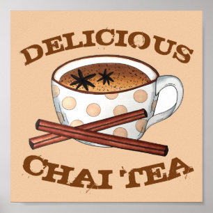 Chai Teacup Indian Spiced Tea Kitchen Art Decor Poster