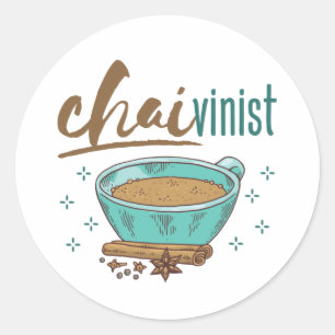 Chai-theeliefhebber "Chaivinist" Ronde Sticker