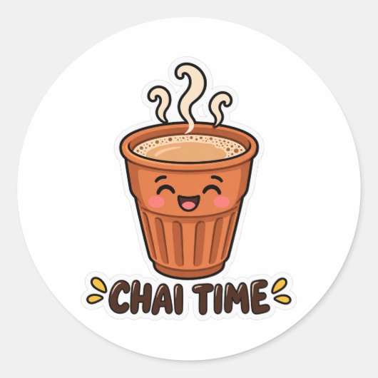 Chai Time Schattige Kulhad Sticker (Voorkant)