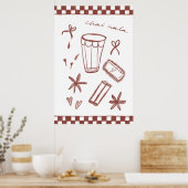 Chai Wala checkered illustratie Poster (Keuken)
