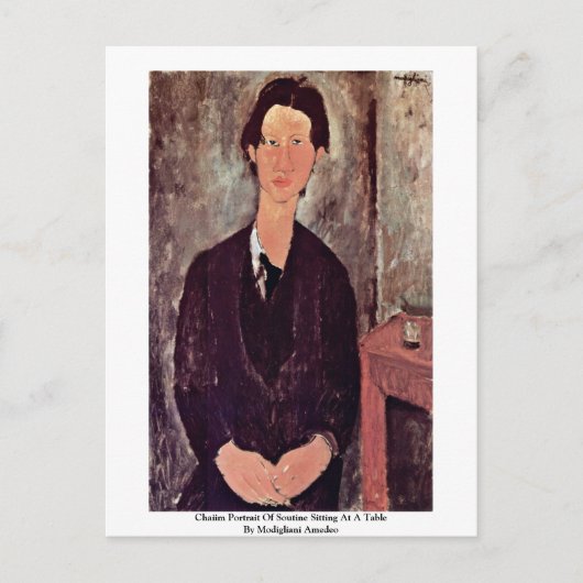 Chaiim-portret van Soutine, in een tafel Briefkaart (Voorkant)