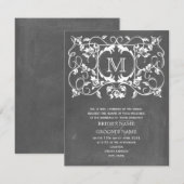 ChaIk geïnspireerde en Rozen-monogram bruiloft Kaart (Voorkant / Achterkant)