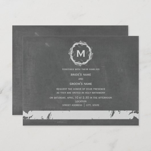  ChaIk geïnspireerde monogram bruiloft Kaart (Voorkant / Achterkant)