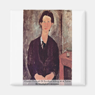 Chaim portret van Soutine zitten aan een tafel Magneet