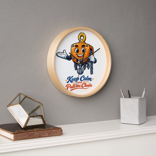 Chain Hoist Mascot Keep Calm Wall Clock (Kantoor)
