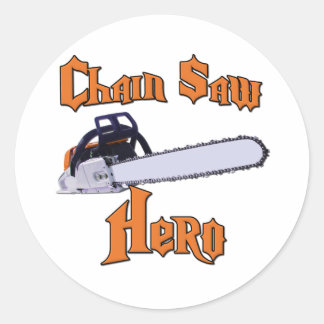 Chain Saw Hero Chainzaag Ronde Sticker