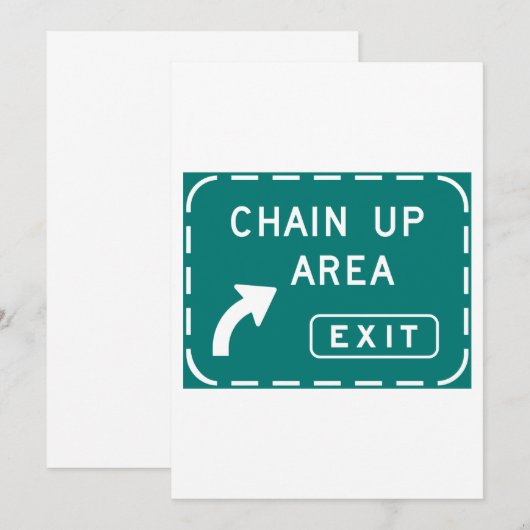 Chain Up Area Road Sign. Kaart (Voorkant / Achterkant)