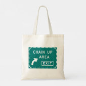 Chain Up Area Road Sign Tote Bag (Achterkant)