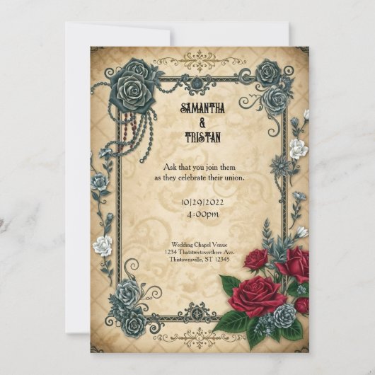 Chained Rozen Gothic Fantasy Wedding Kaart (Voorkant)