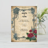Chained Rozen Gothic Fantasy Wedding Kaart (Staand voorkant)