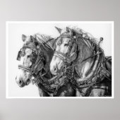 Chained to the World Draft Horses Drawing Poster (Voorkant)