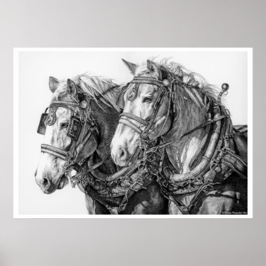 Chained to the World Draft Horses Drawing Poster (Voorkant)