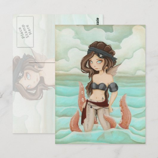 Chained to the Zee - Pirate fairy card Briefkaart (Voorkant / Achterkant)