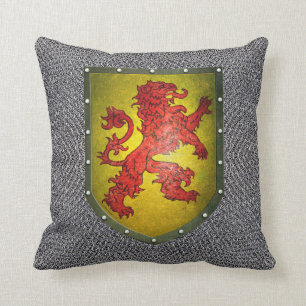 Chainmail Background Metal Shield Red Lion Kussen