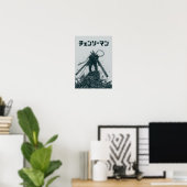 Chainsaw Man Manga Kunst – Donkere Monochrome Anim Poster (Thuiskantoor)